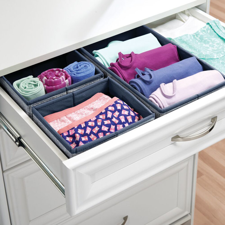 mDesign Rebrilliant Kids Fabric Dresser Drawer/Closet Storage Organizer Bin, 6 Pack Navy